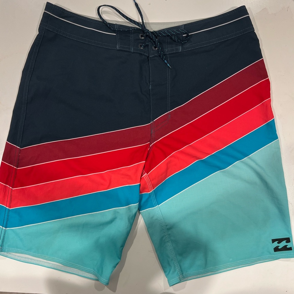 Billabong Men's Black, Red, and Blue Board Shorts